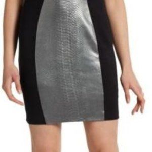 Bailey 44 Black and Metallic Silver Snakeskin Dres